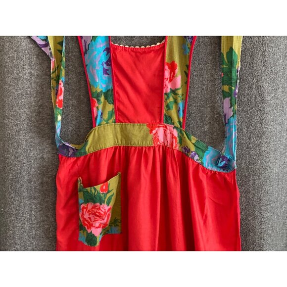 VTG Apron Over The Head Floral Red Green Blue Child Baker Pretend Play - Picture 5 of 13